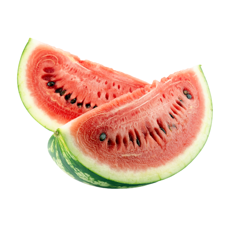 Two Slices of Fresh Watermelon with Seeds Isolated on Transparent Background png