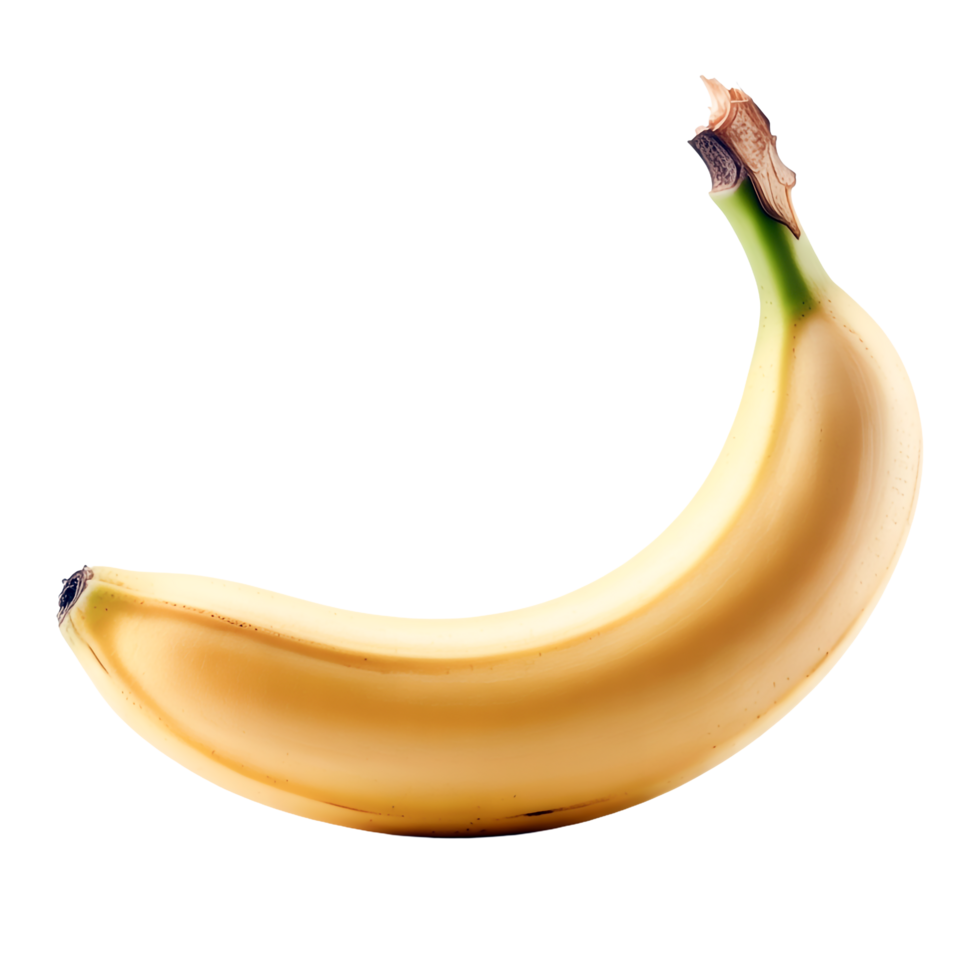 Single Ripe Yellow Banana Fruit with Natural Peel Texture on Transparent Background png