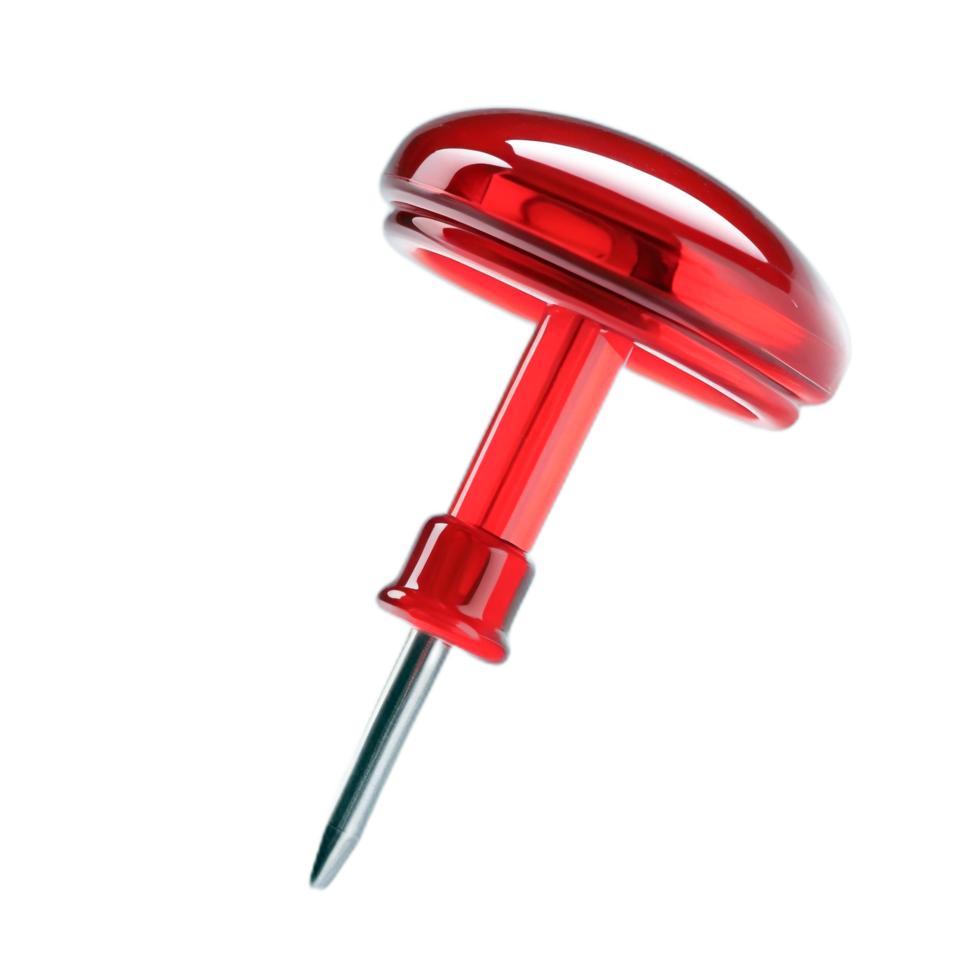 Red Awl Tool with Transparent Handle, Metal Blade on Transparent Background png