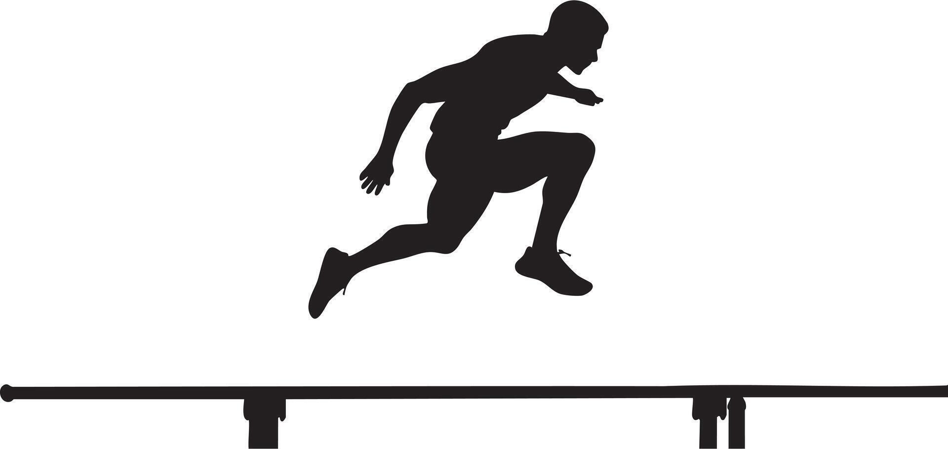 A silhouette of a man jumping over a bar vector
