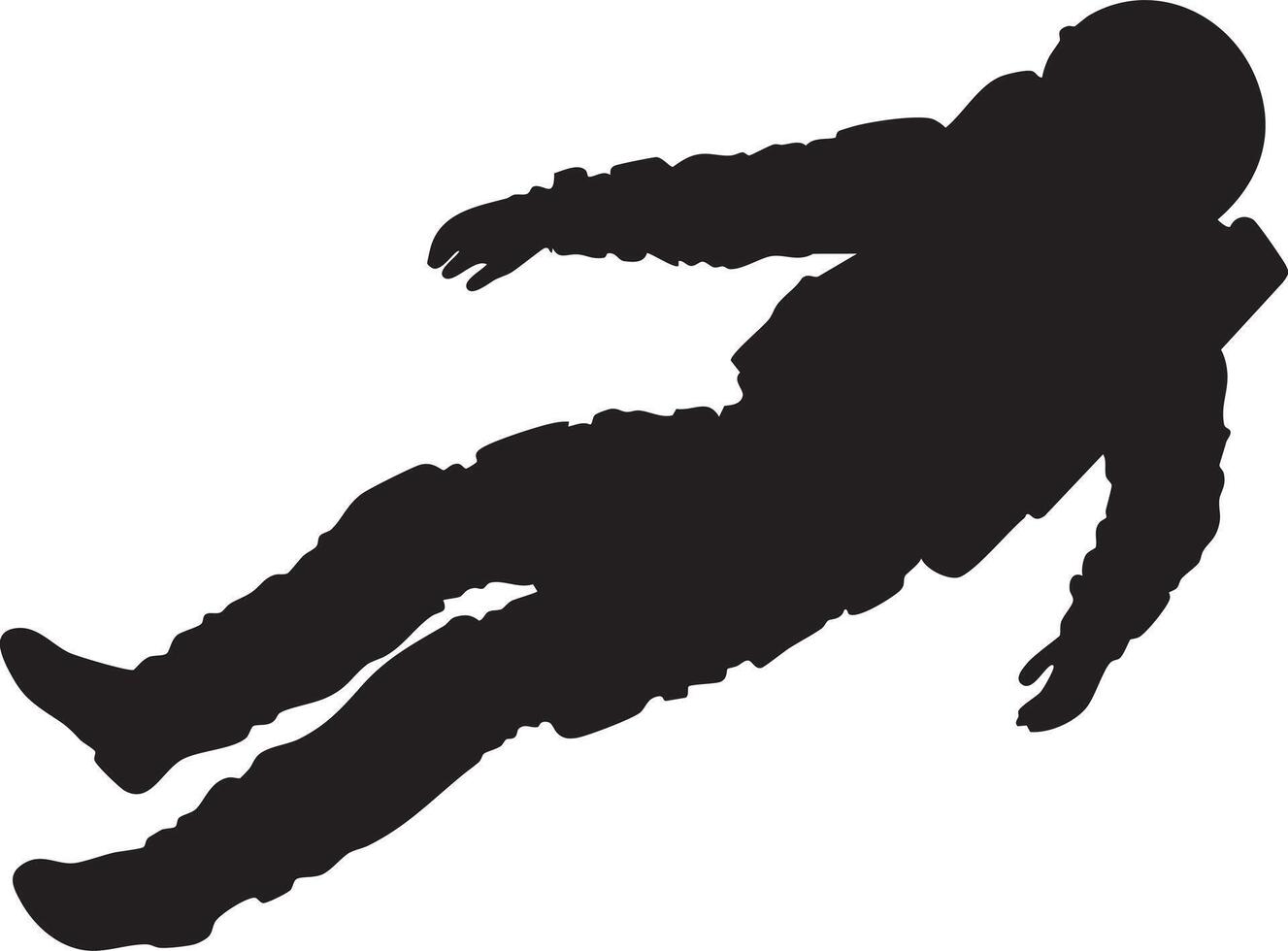 An astronaut falling in silhouette on a white background vector