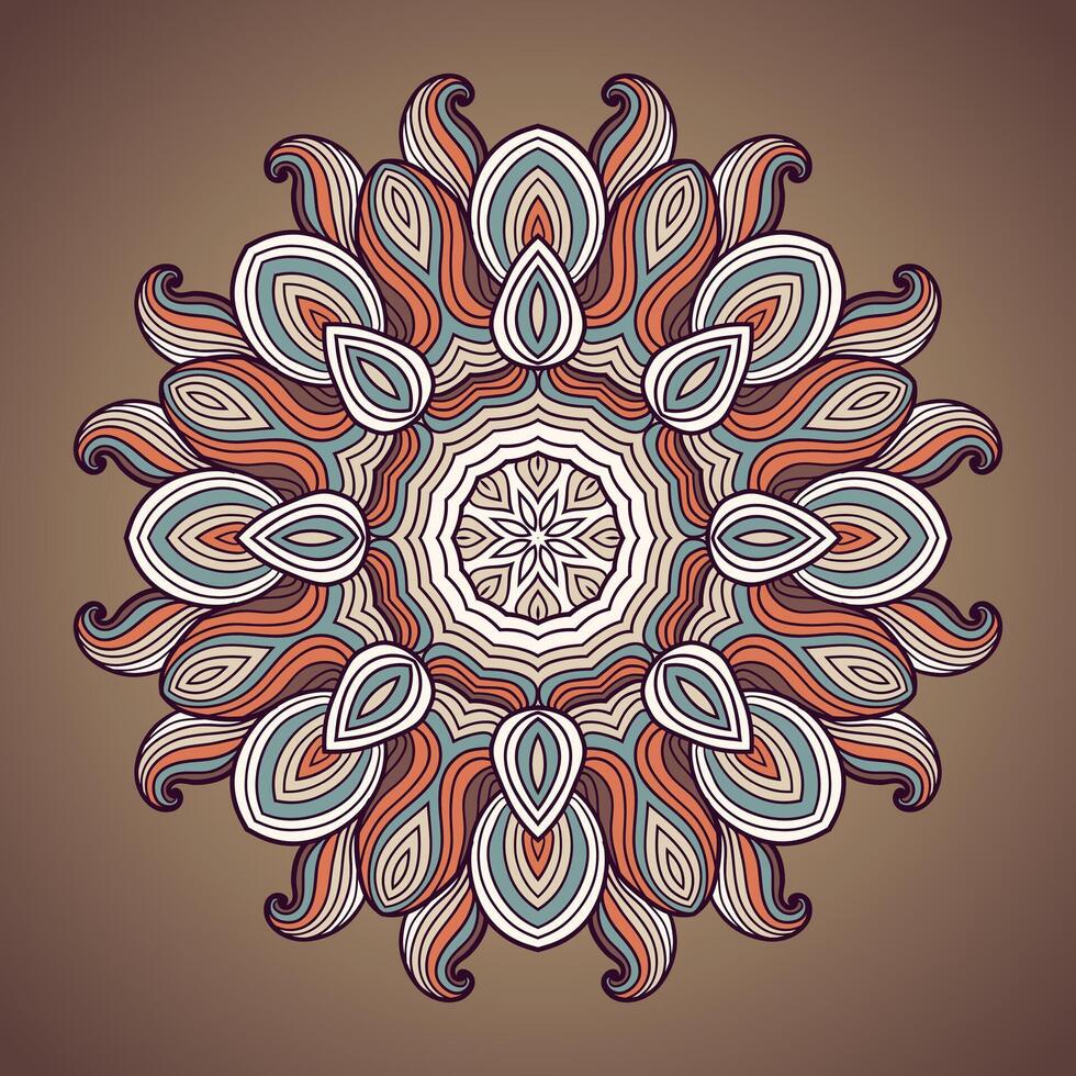 Mandala. Ethnic lace round ornamental pattern. Beautiful hand drawn flower, can be used to fabric design, decorative paper, web design, embroidery, tattoo, etc. vector