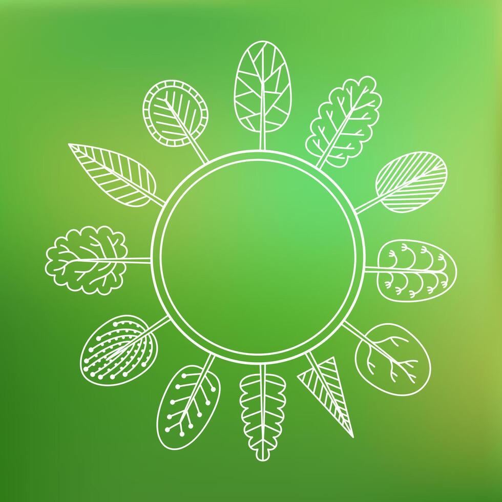 Ecology concept, eco planet. Trees around the globe on green blurred background, illustration. vector