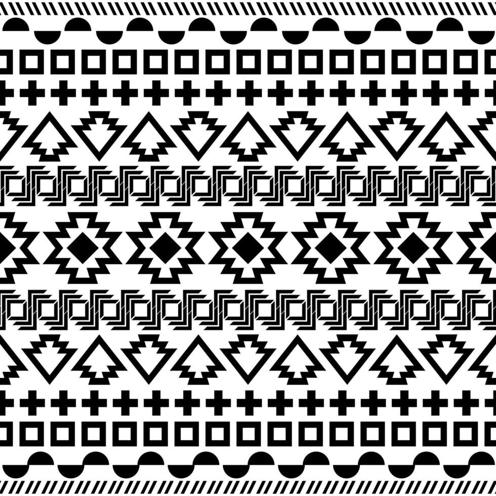 Ethnic seamless pattern. Aztec black white background illustration. vector