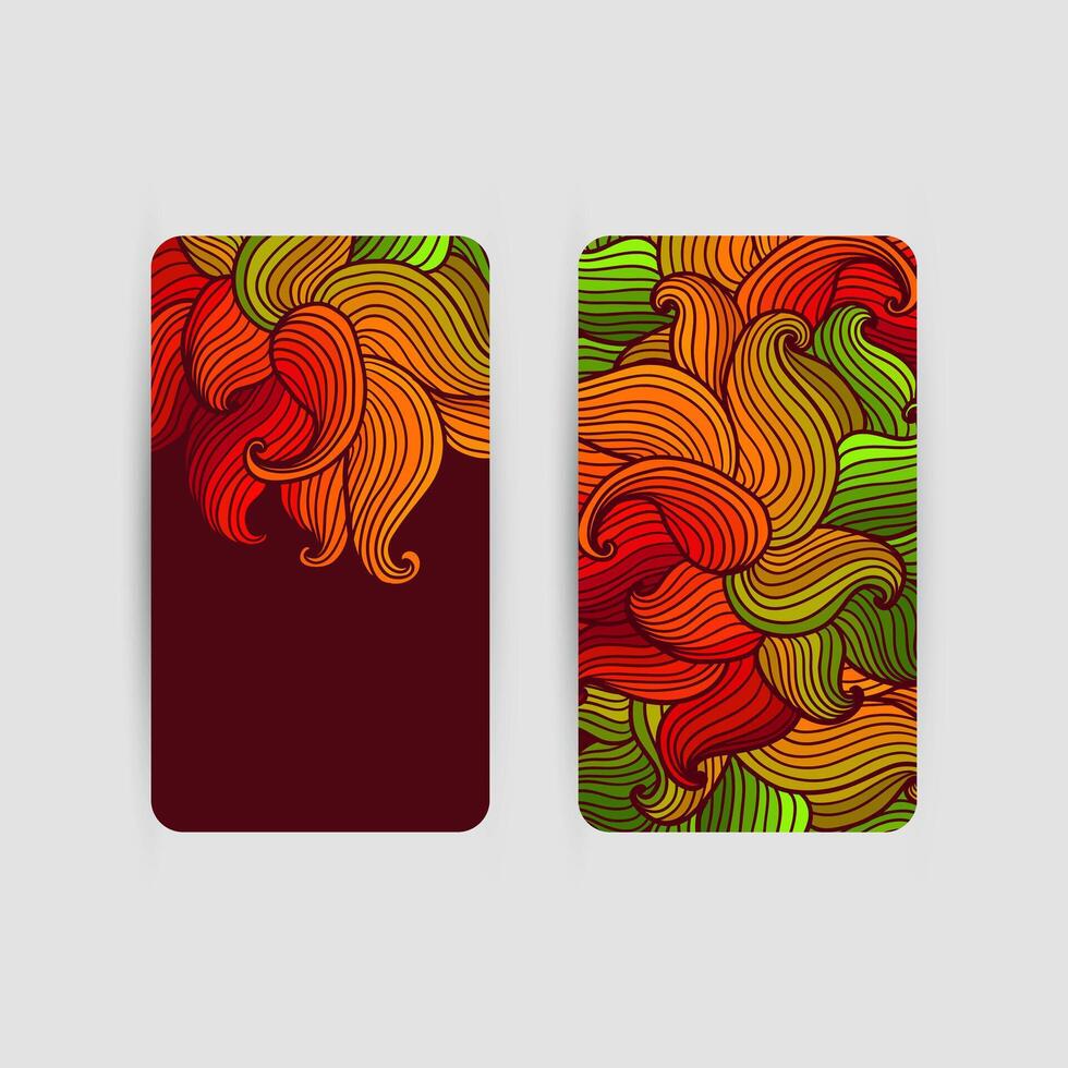 Business cards templates. Curls design. Cards with abstract colorful curls. Hairstyle concept. Invitations, flyers, illustration. vector