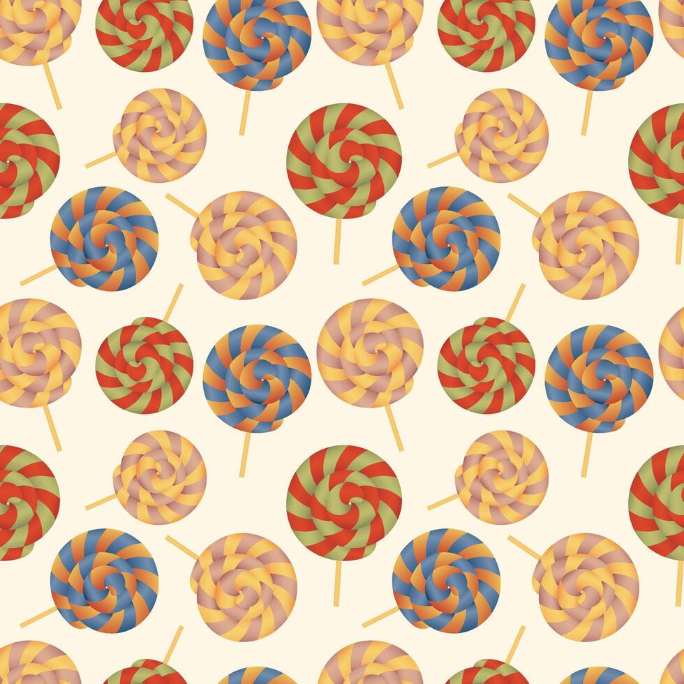 Seamless pattern with Lollipops. Candy background. Retro style. Soft colors. Can be used to fabric design, wallpaper, decorative paper, scrapbook albums, web design, etc. vector
