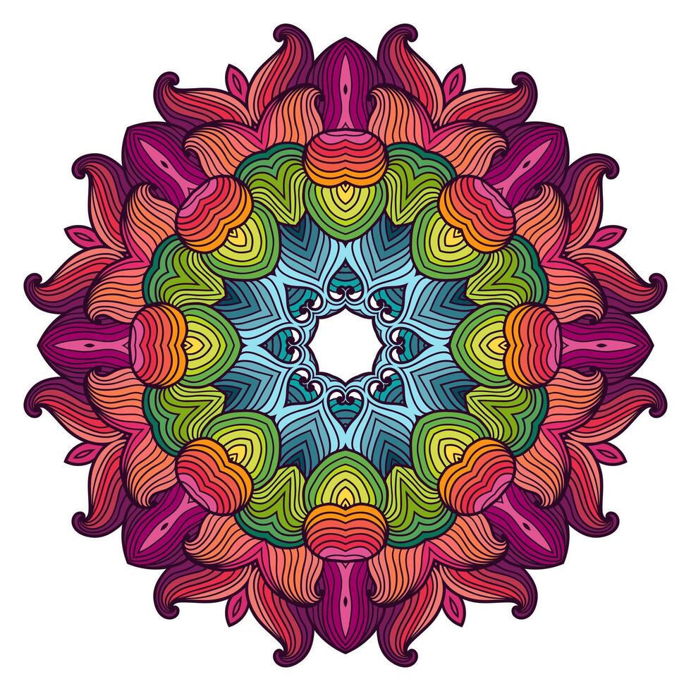 Mandala. Ethnic lace round ornamental pattern. Beautiful hand drawn flower. For fabric design, decorative paper, web design, embroidery, tattoo, etc. vector