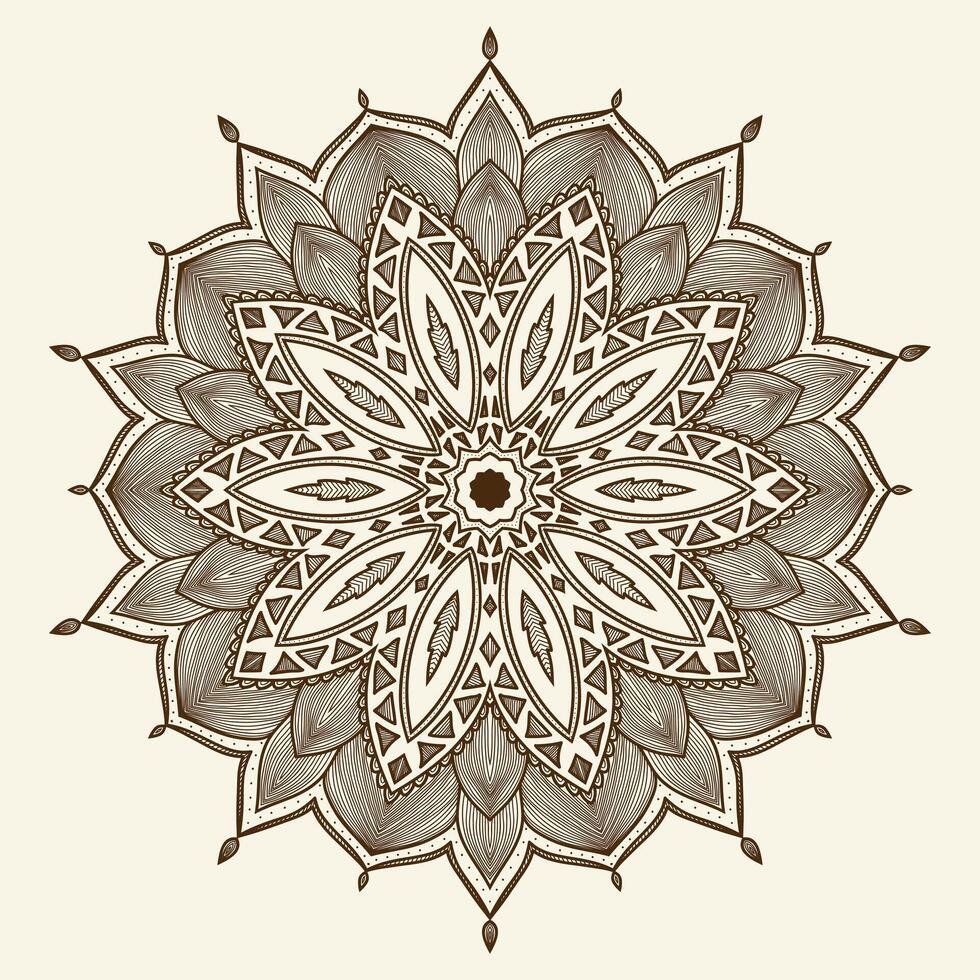 Mandala. Beautiful hand drawn flower. Ethnic lace round ornamental pattern. Can be used to fabric design, decorative paper, web design, embroidery vector