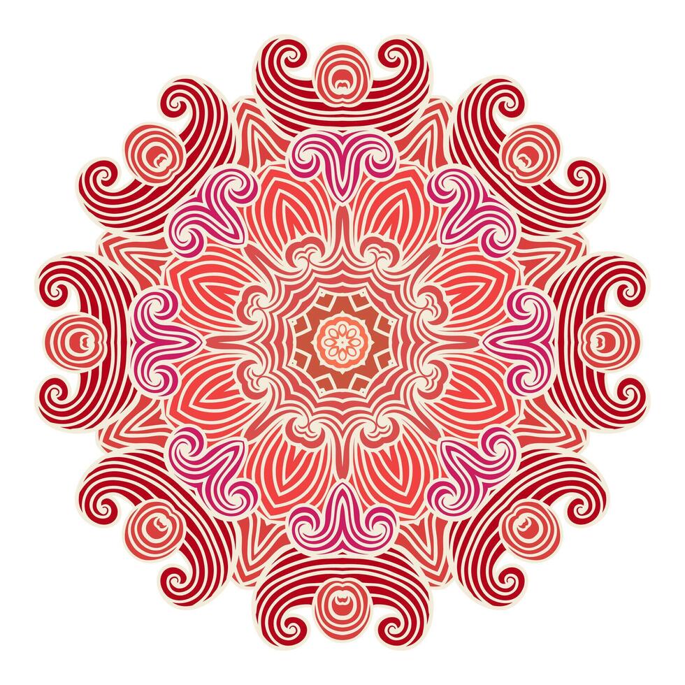 Mandala. Ethnic lace round ornamental pattern, pink. Beautiful hand drawn flower. Can be used to fabric design, decorative paper, web design, embroidery, tattoo, etc. vector