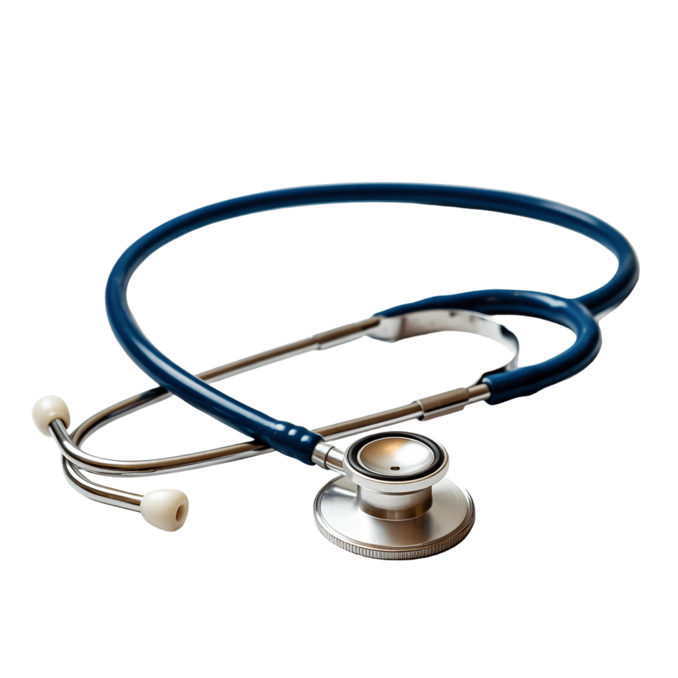 Blue Stethoscope Detailed Medical Instrument on Transparent Background Isolated View png