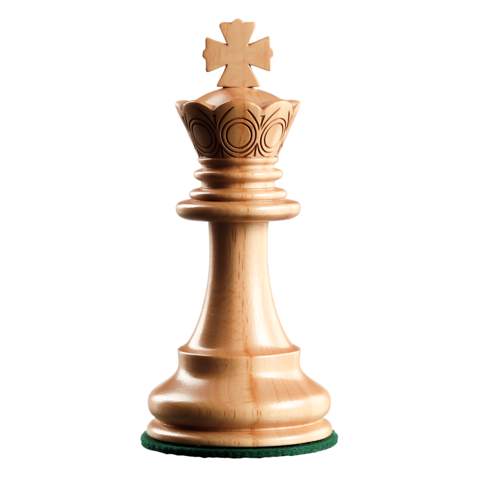 Chess King Piece Ivory Wood Carved Intricate Design Isolated on Transparent Background png