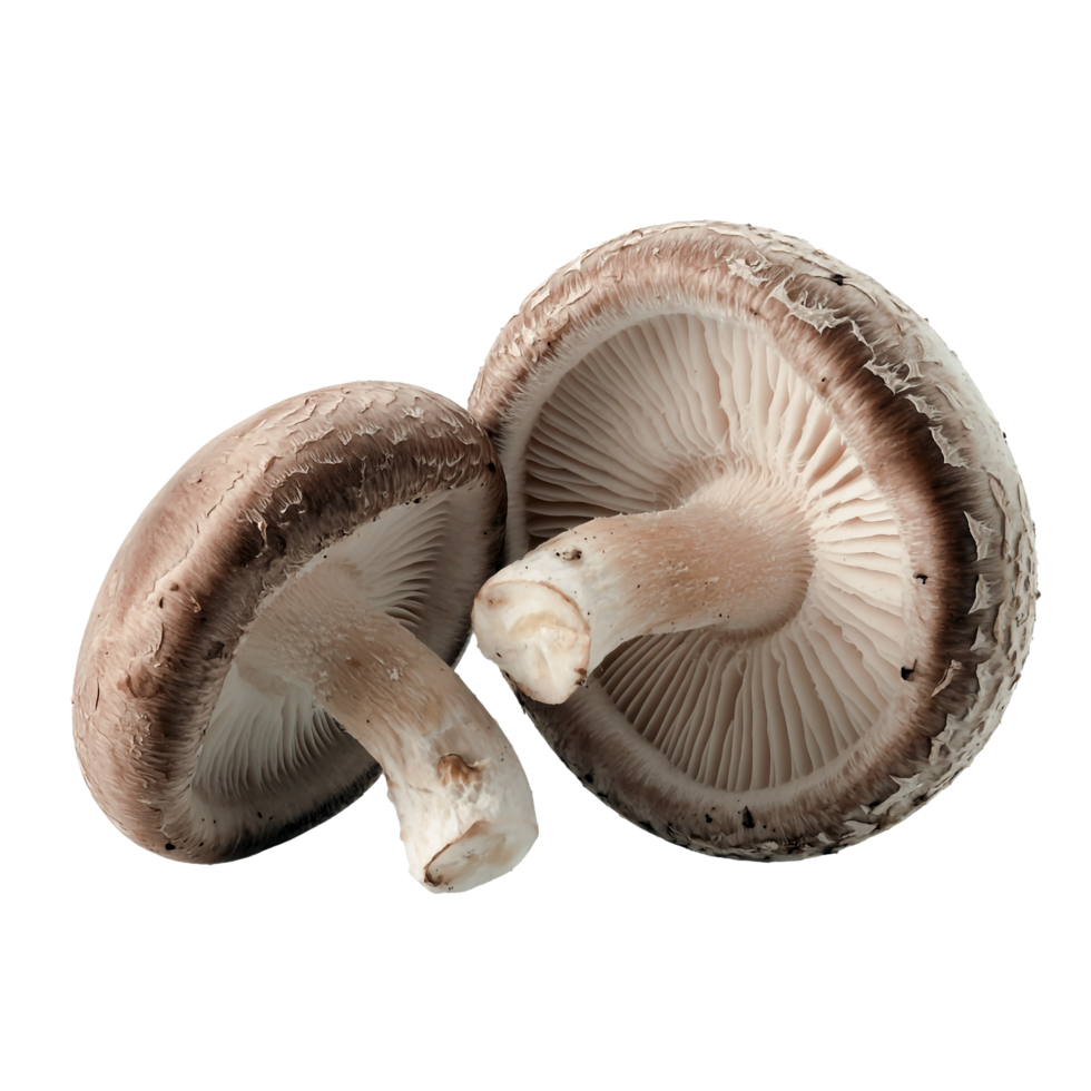 Fresh Shiitake Mushrooms Close Up with Transparent Background Detail Food png