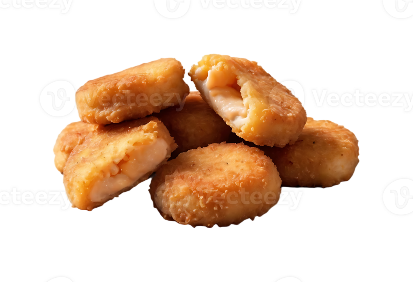 Realistic Chicken Nuggets Isolated on Transparent Background - Crispy Snack with Soft Shadow for Menu or Packaging png