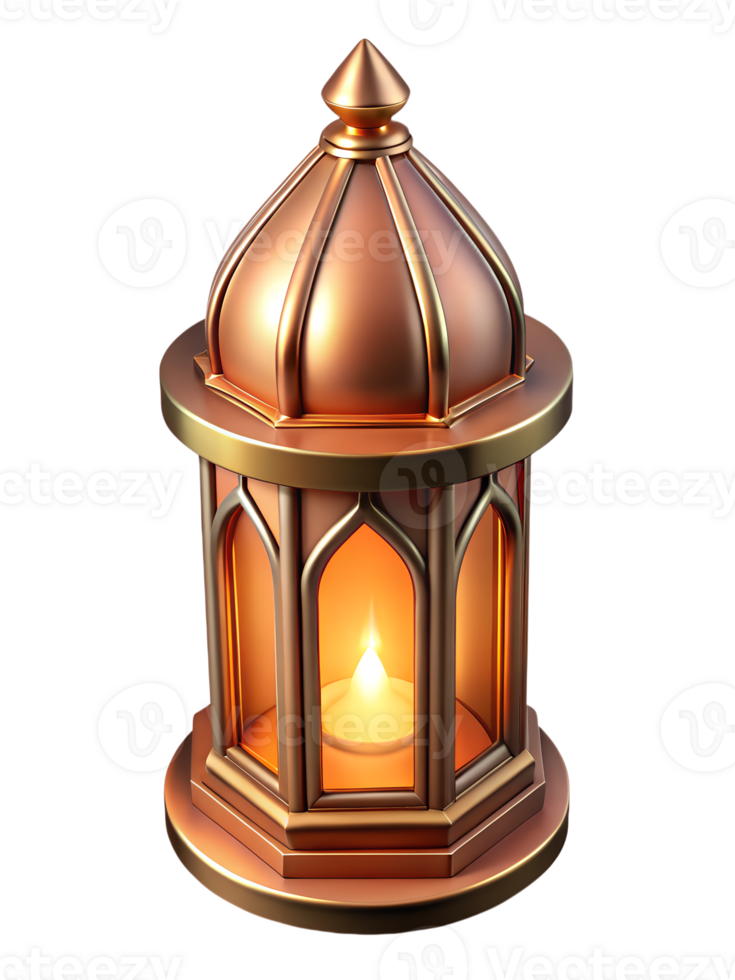 A golden lantern with a candle inside png