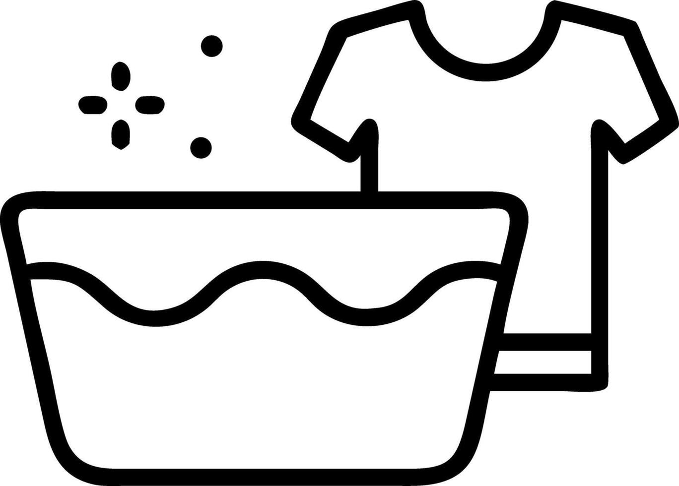 A black and white illustration of a shirt and a bucket vector
