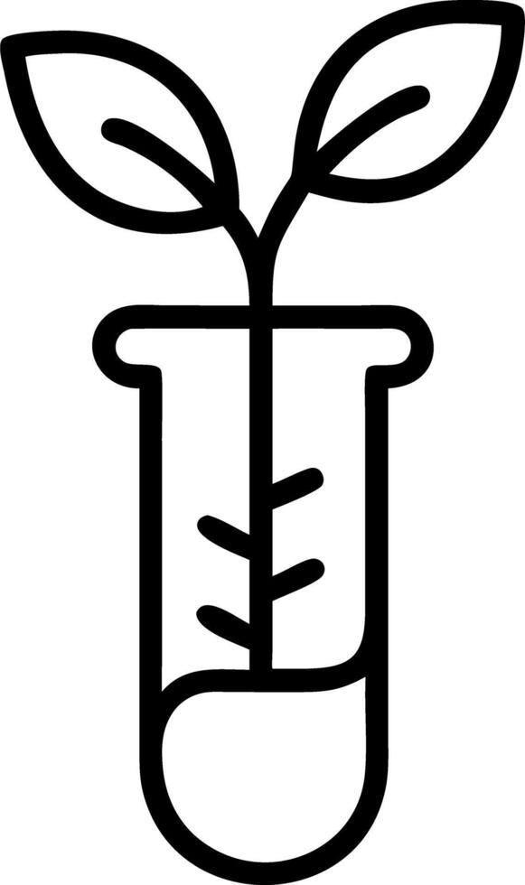 A black and white illustration of a plant in a test tube vector