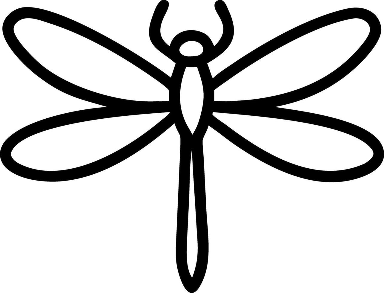 A black and white dragonfly outline vector