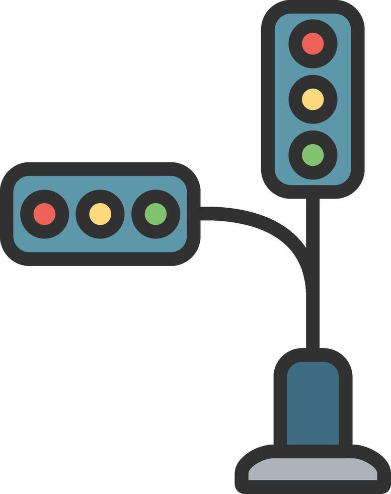 Traffic Lights Interface Line Graphic vector