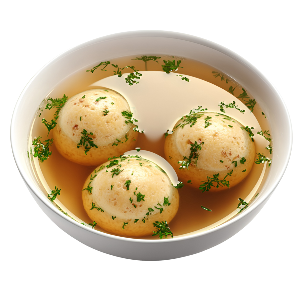 Healthy Jewish Matzo Ball Soup on transparent background png