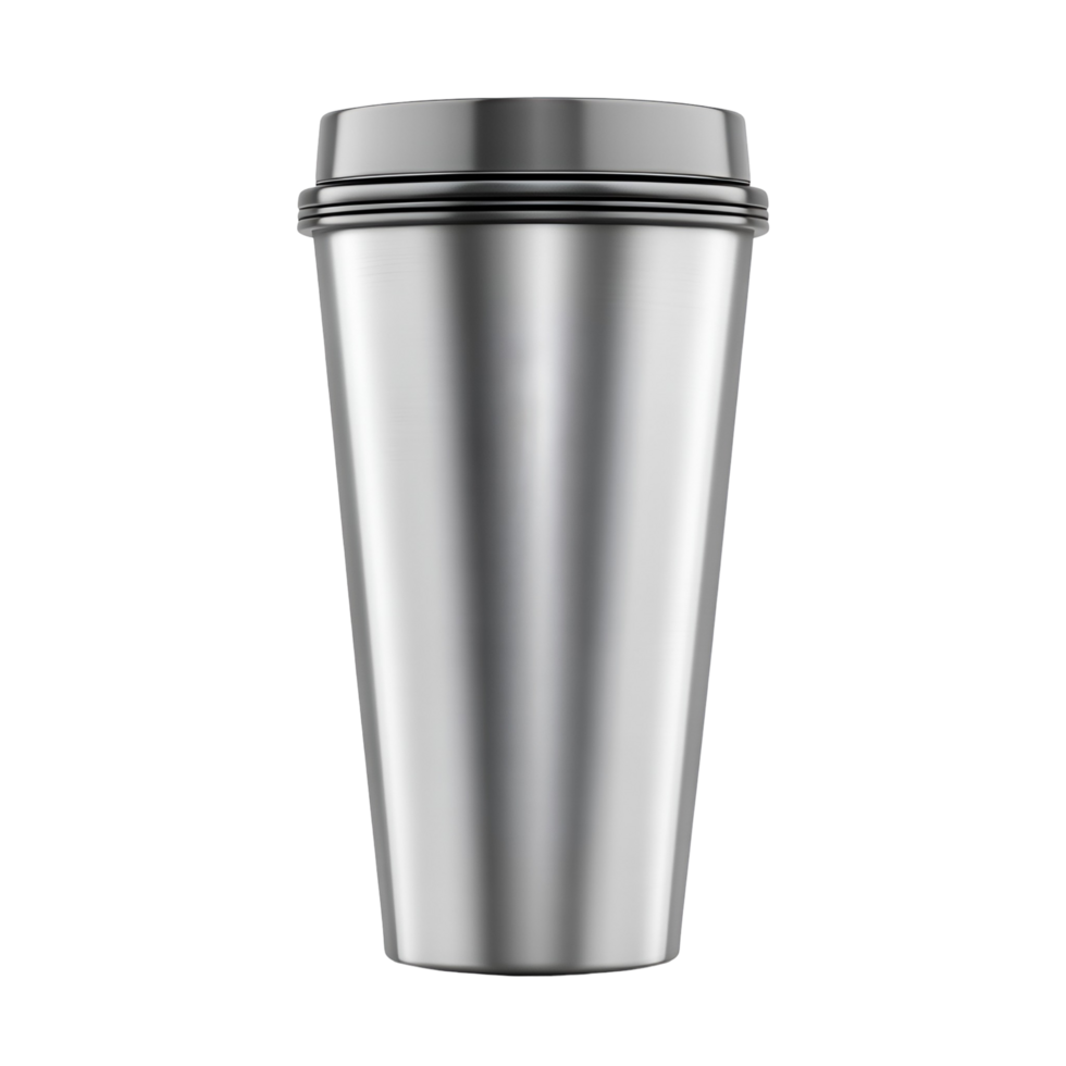 Insulated Silver Cup With Lid Transparent Background png