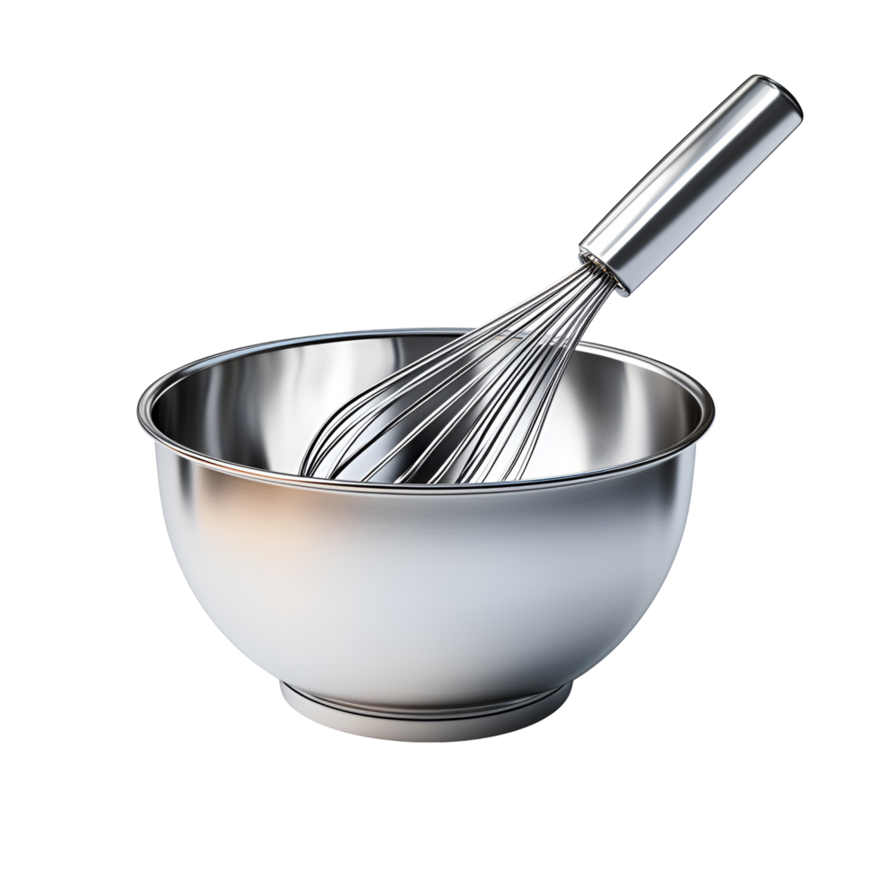 Steel Bowl With Whisk Transparent Background png