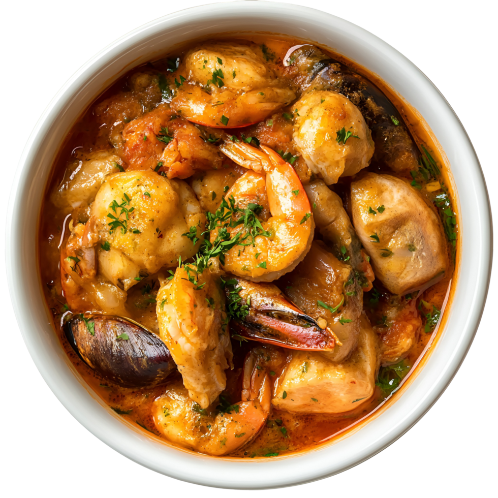 Delicious Seafood Stew Bowl Isolated Transparent png