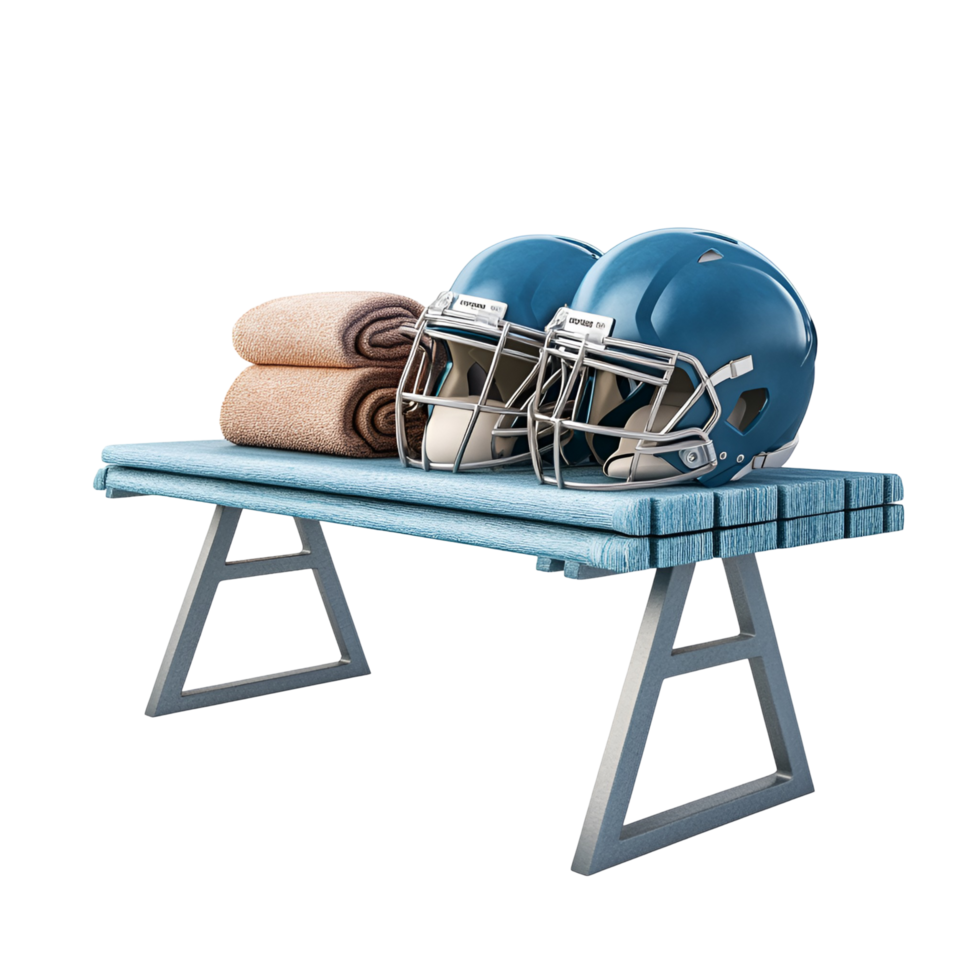 Sports Helmet Resting On Bench Transparent Background png