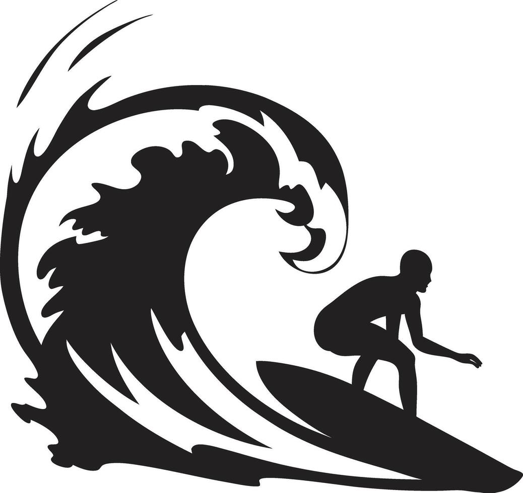 Surfer riding a wave silhouette vector