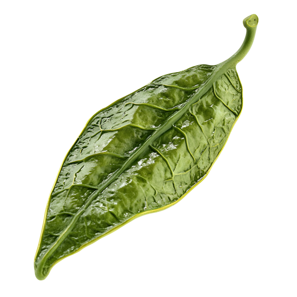 Green Leaf With Water Droplets Transparent Background png