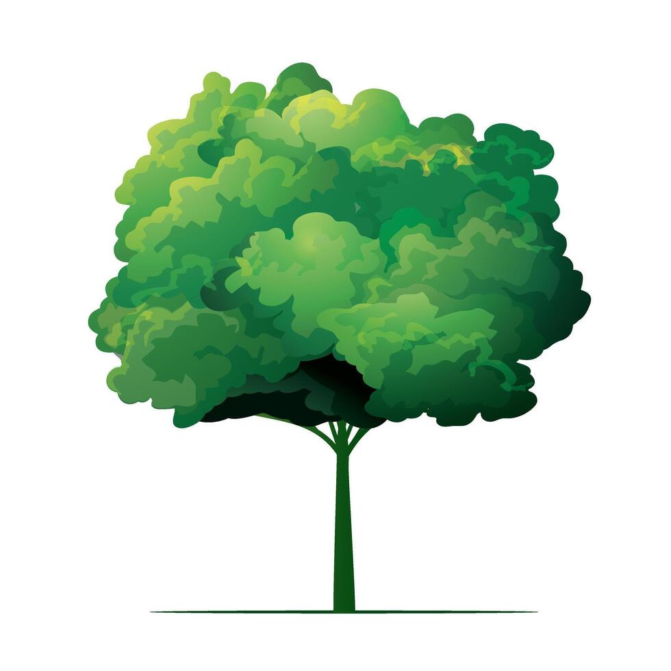 Green Tree Isolated. Outline Illustration on white background. vector