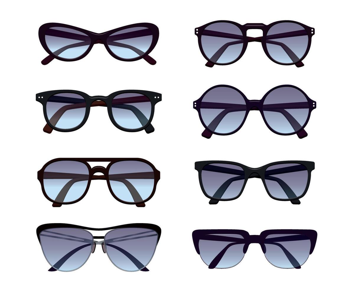 Set sunglasses. Outline illustration and group elements vector