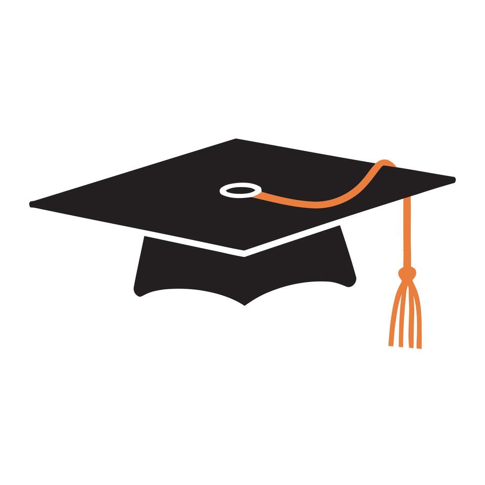 Graduate black cap. Education cap with square brim to celebrate successful graduation from school and college with academic success uniform vector