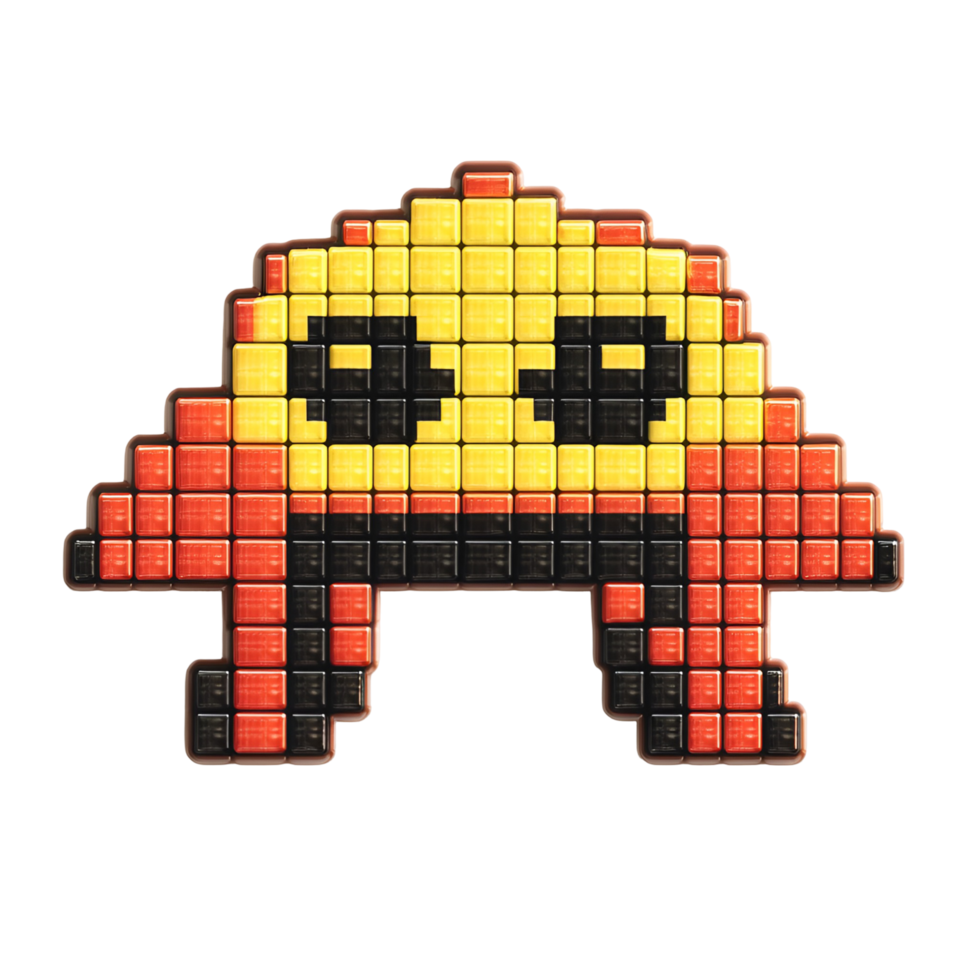 Pixelated Red Robot With Eyes Nose Isolated Transparent Background png