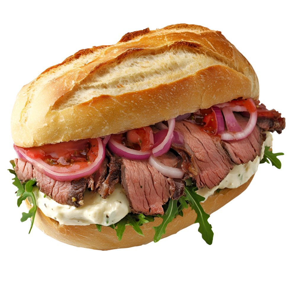 Brisket Meat Sandwich Isolated Transparent Background png