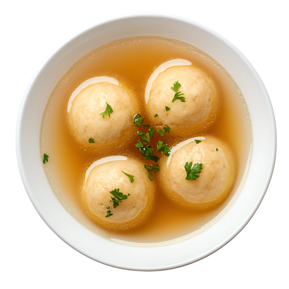 Classic Jewish Matzo Ball Soup Healthy Isolated on transparent background png