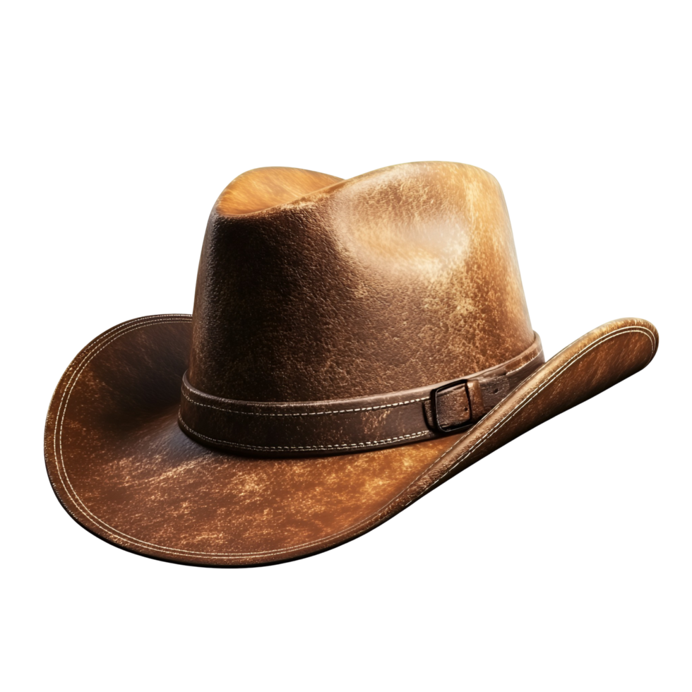 Rustic Brown Leather Cowboy Hat Isolated on transparent background png