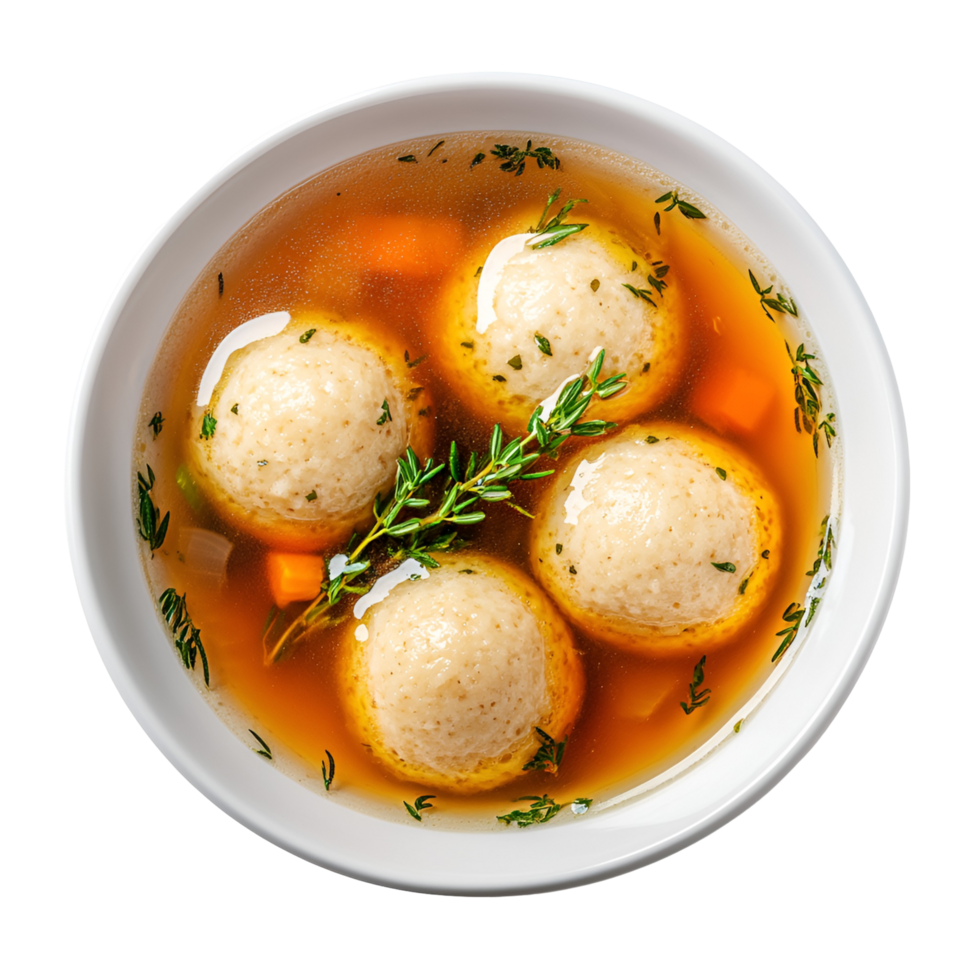 Traditional Jewish Matzo Ball Soup Healthy Isolated on transparent background png