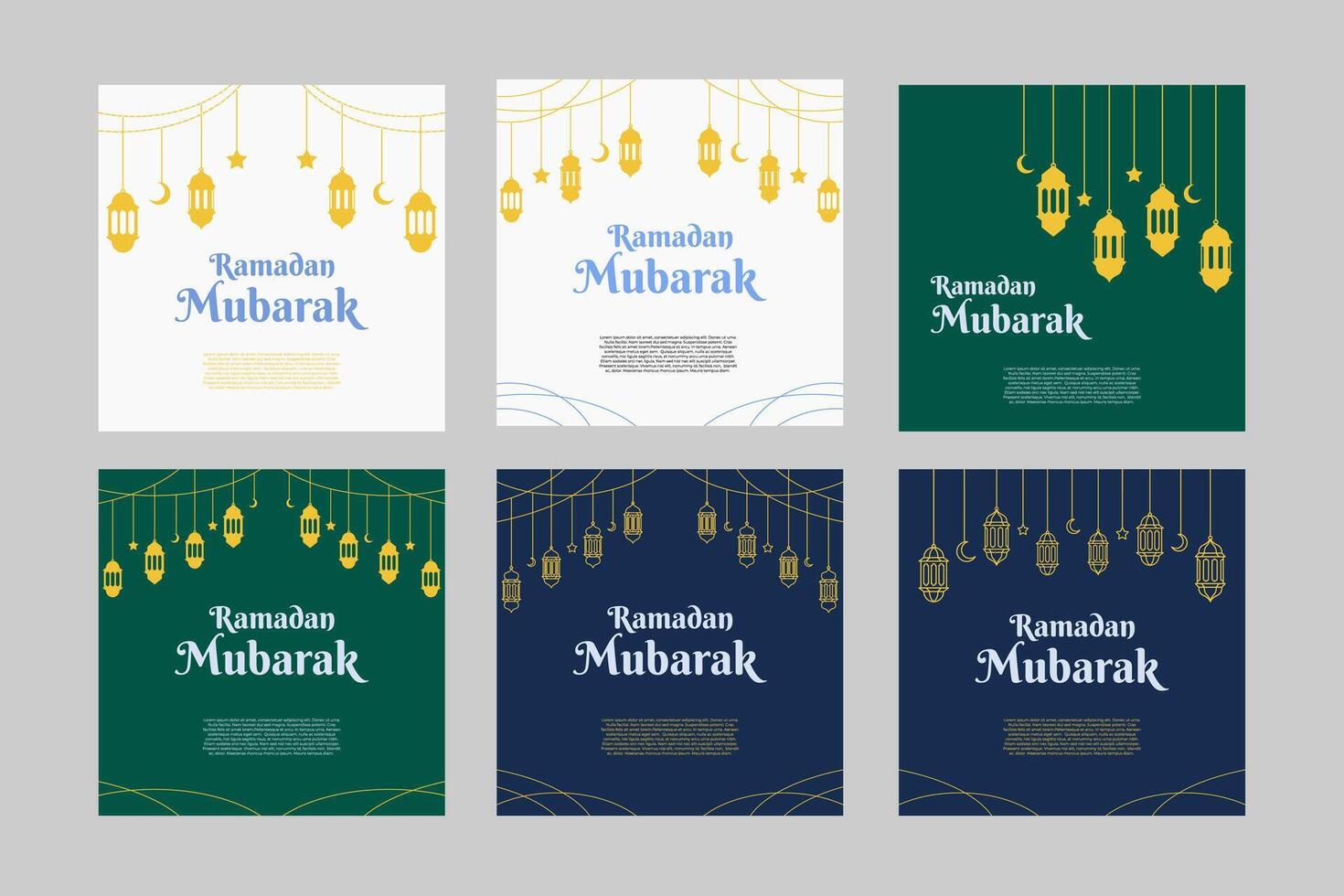 Set of islamic lantern, crescent moon and star ornament. Ramadan kareem or Al-Adha background template. Frame and border for Islamic event vector
