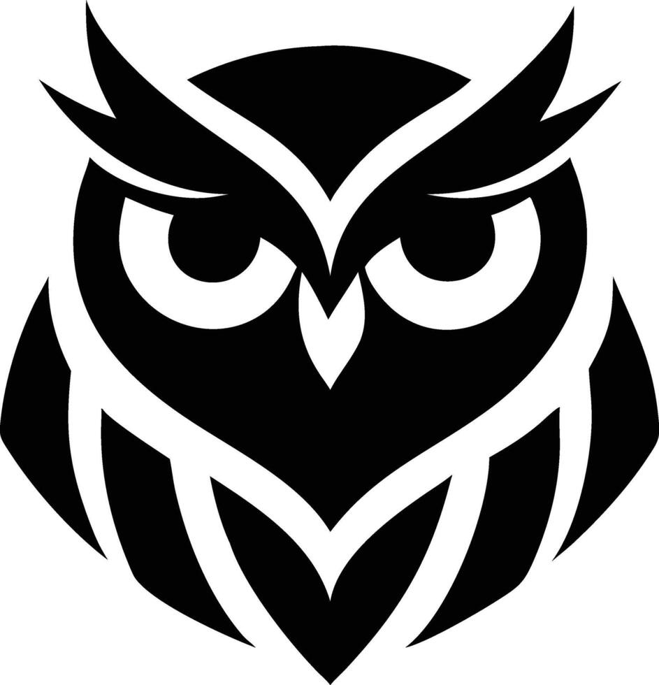 A minimalist owl stands boldly in black, showcasing elegant abstract design qualities vector