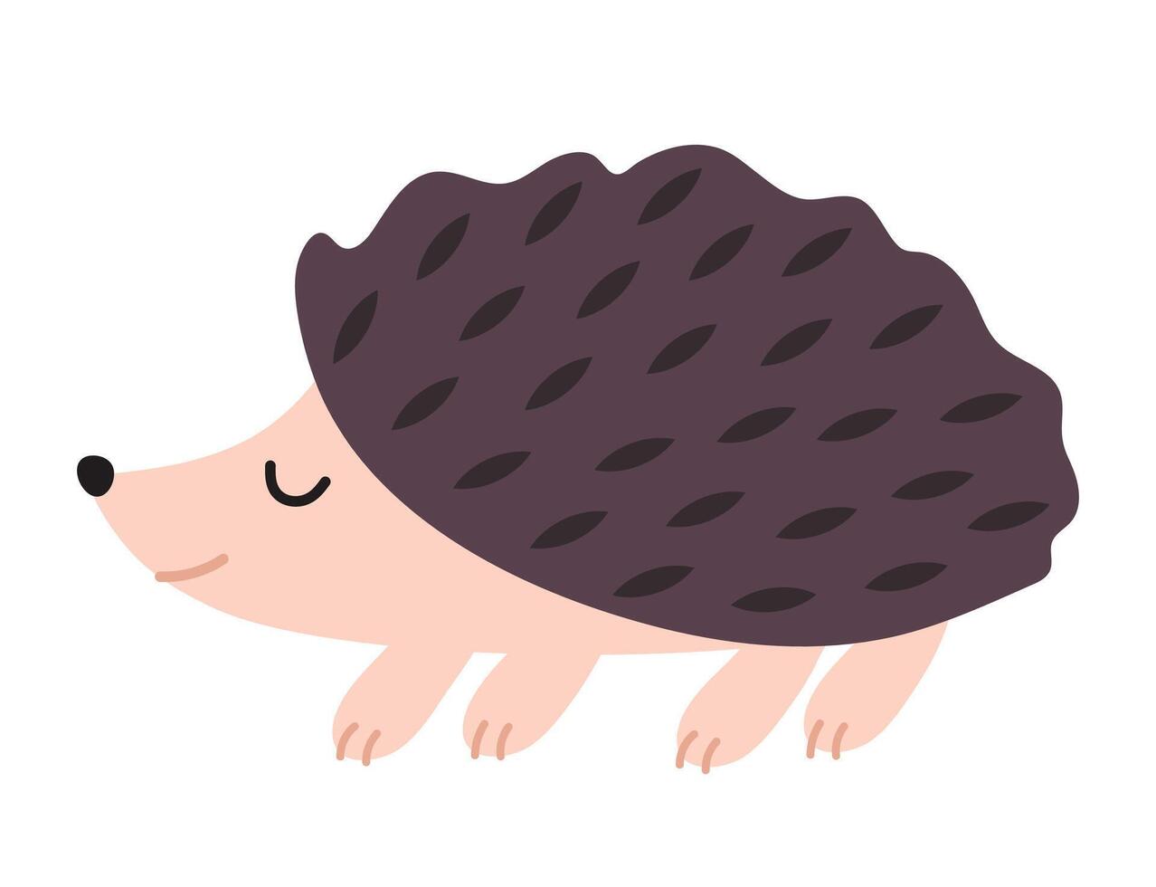Cute hedgehog. Hand drawn autumn forest character. Flat illustration isolated on white. vector