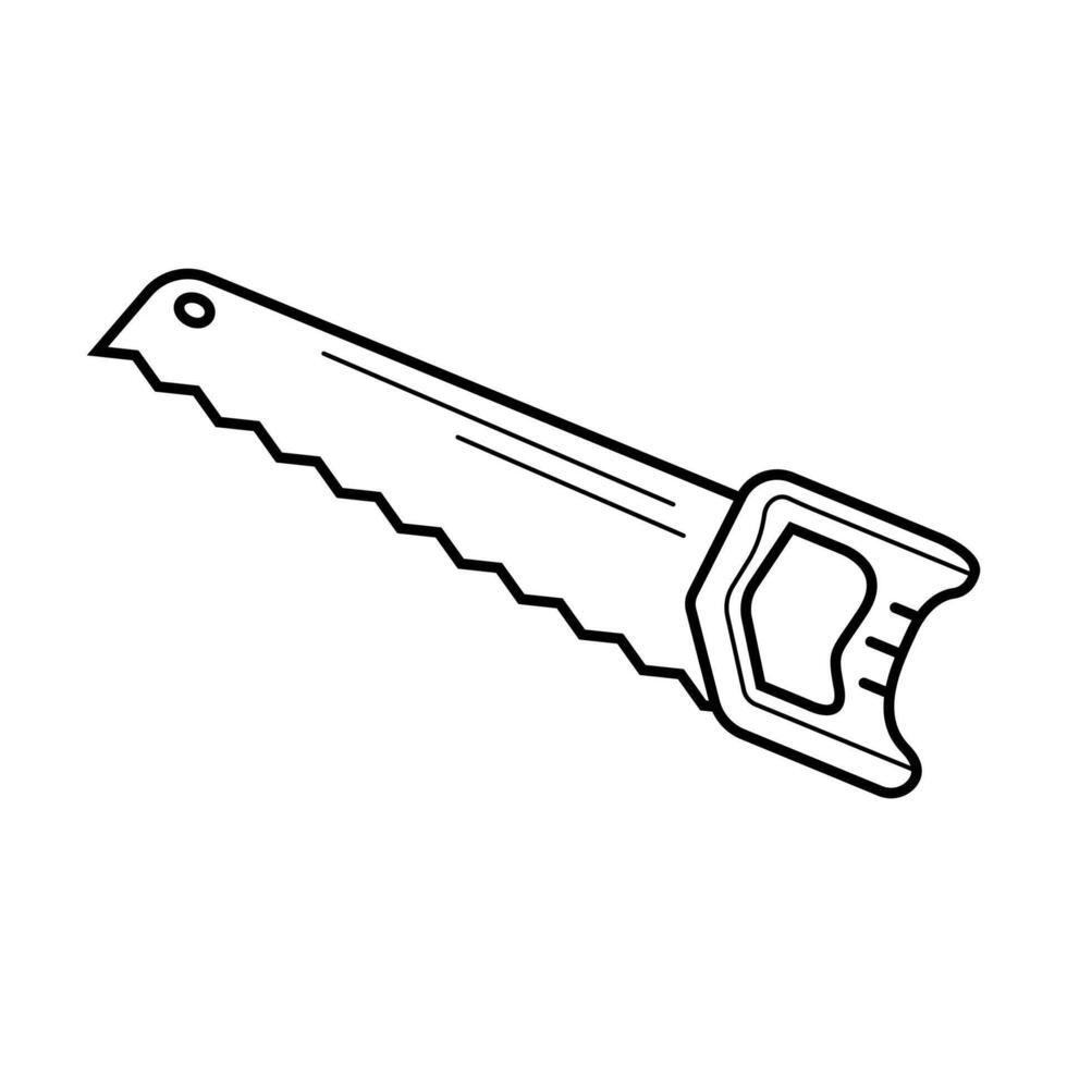 Hand drawn saw. Sketch doodle style. Isolated illustration. vector