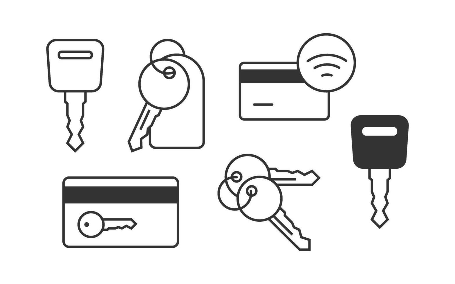 Key icon set. Access concept. Door, lock, security, safe, home symbol. vector