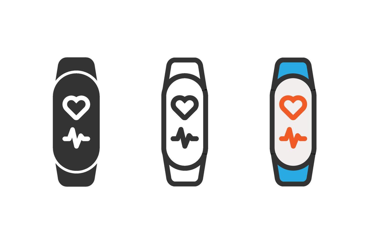 Bracelet fitness sport, wrist watch, heart beat, healthy lifestyle, wristband symbol, icon vector
