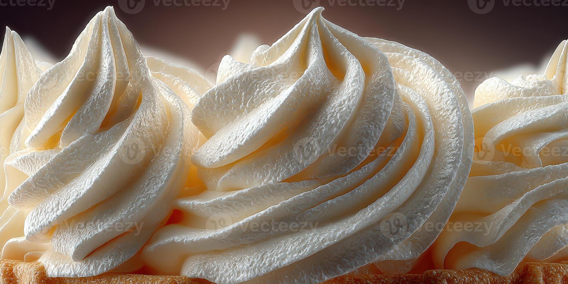 Delicious whipped cream artfully piped on a dessert in an elegant presentation during a summer afternoon gathering photo