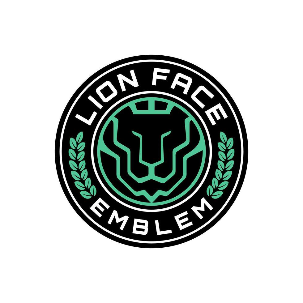 modern line abstract lion face inside a circle shape. logo template for sport team or sport company. vector