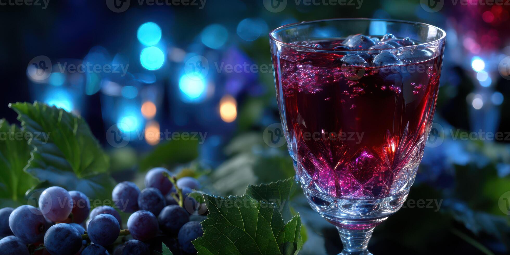 Vibrant cocktail with berries served at an evening gathering in a garden setting photo