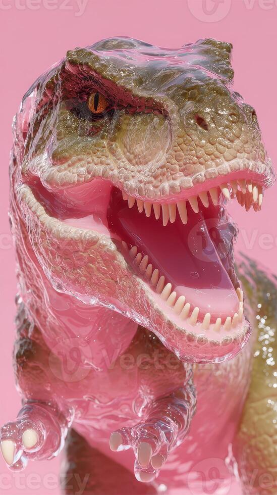 Colorful dinosaur figure against bright backdrop showcases playful design and creativity photo