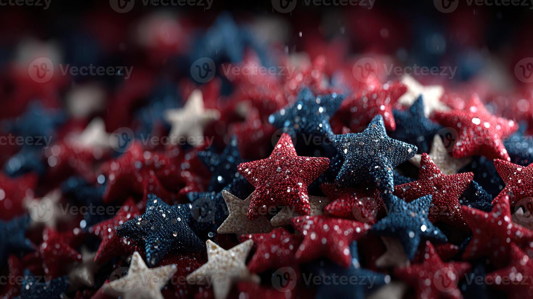 Colorful stars in red, white, and blue create a festive atmosphere for celebrations in a close-up display photo