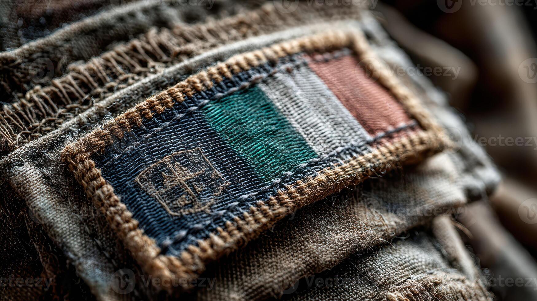 Military insignia displayed featuring the colors of the Mexican flag, showcasing intricate embroidery on fabric photo