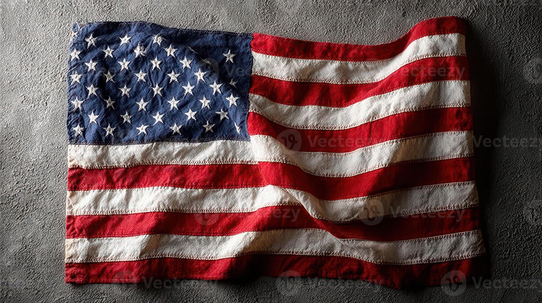 Vibrant American flag displayed on textured background symbolizing patriotism and national pride photo